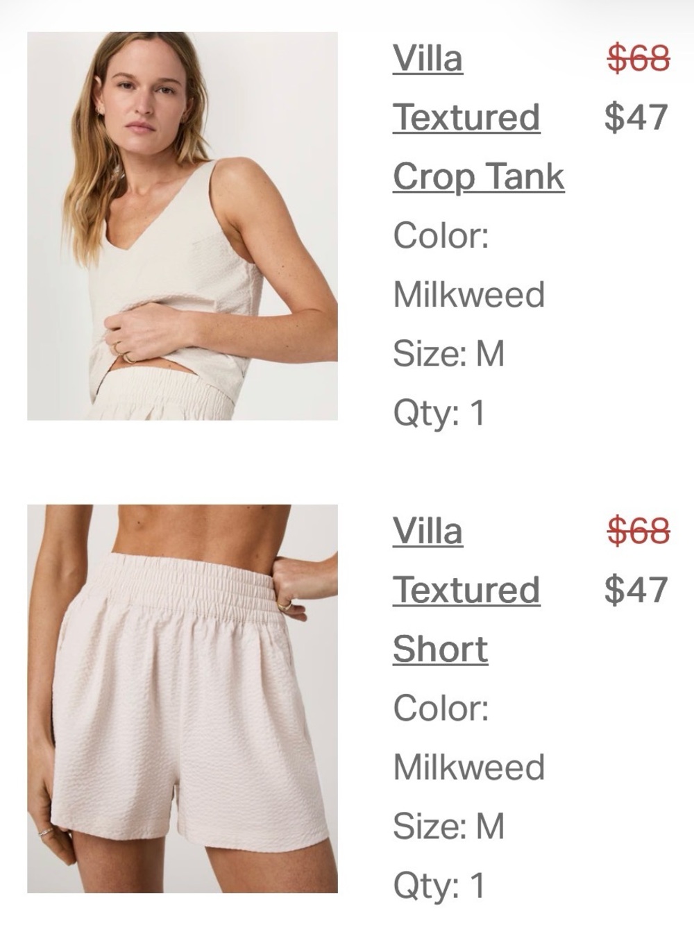 Vuori Milkweed Textured Crop Tank - Cream